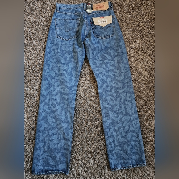 NWT Levi's Skate 501 Blue AOP Patterned Cotton Button Fly Jeans 29W - Picture 9 of 9